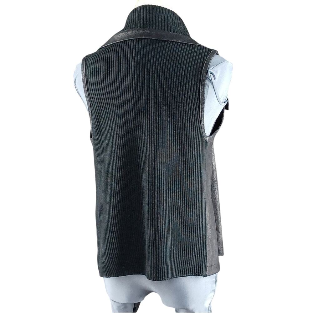 Joseph Ribkoff Black Ribbed Vest Faux Leather - Picture 7 of 7